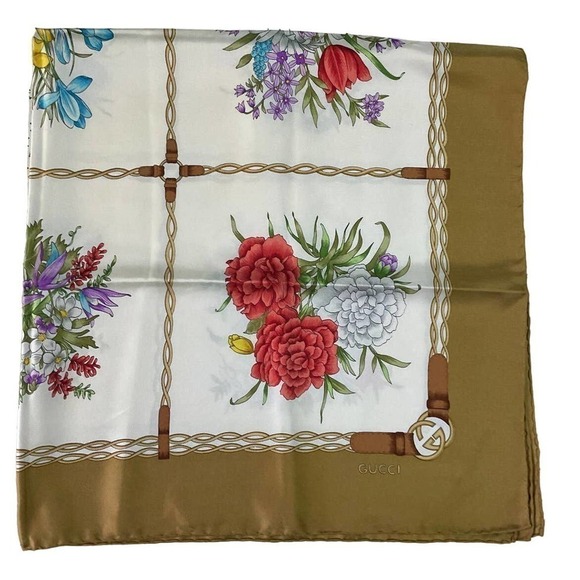 Gucci 100% Silk Floral Print Scarf - Picture 15 of 16